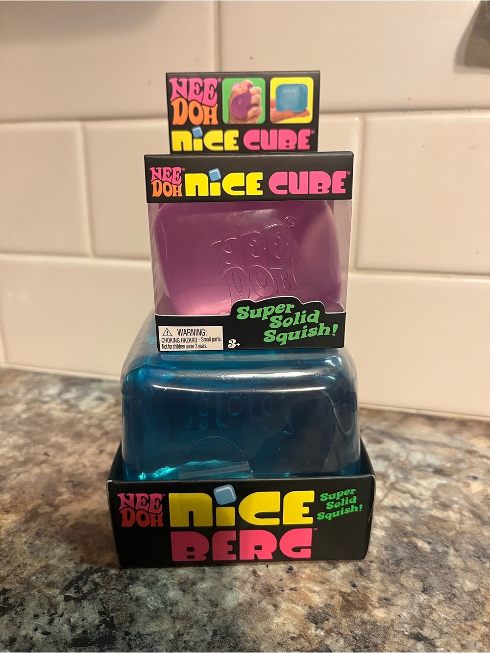 NeeDoh Nice Cube & Nice Berg Squishy Set - Purple & Blue